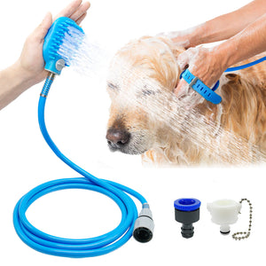 Hygienic Dog Bath Shower Brush w/Garden Hose Connection